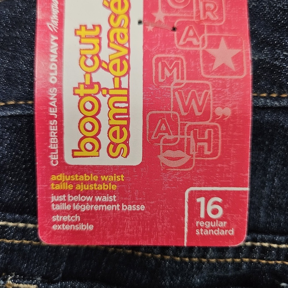 Old Navy Bootcut Jeans Girls 16 Dark Wash Stretch Adjustable Waist Denim Y2K NWT - Picture 3 of 9